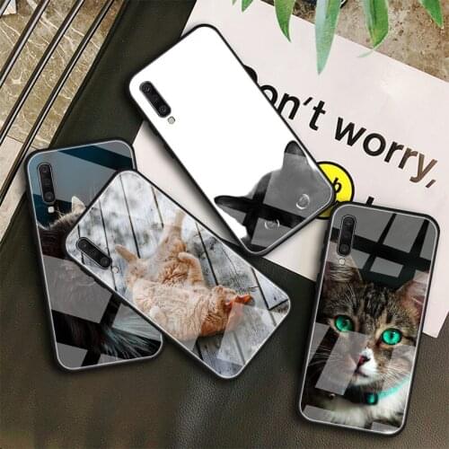 Cute Animal Cat Tempered Glass Case For Samsung Galaxy A10S A10E A20S A20E A30S A40 A50S A60 A70 A80 A90 A6 A7 A8 Shell