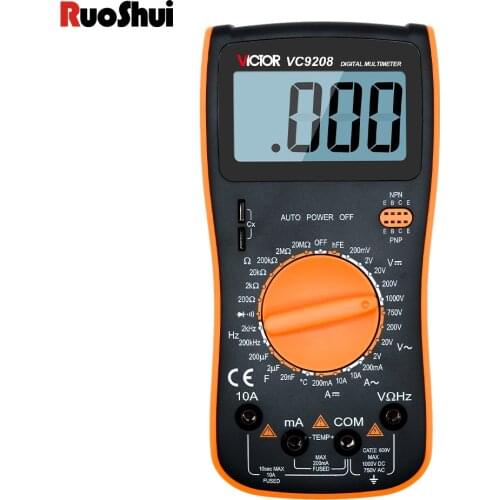 RuoShui Digital Multimeter 9208 High Precise Meter Ture RMS AC DC NCV Smart Multimetro Tester Ohm Capacitance Hz Voltage Meter