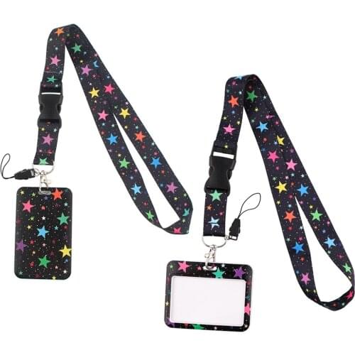 ER838 Colorful Star Neck Strap Buckle Lanyard For Keys ID Card Gym Phone Straps USB Badge Holder DIY Hang Rope Lariat Lanyard