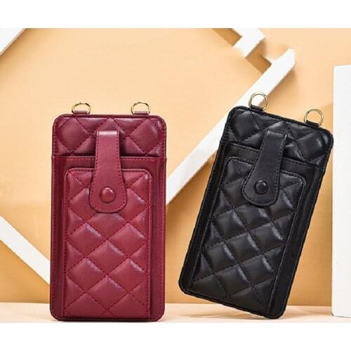 Diamond Lattice Designer Small Crossbody Phone Bags Women Pearl Beads Chain Ladies Shoulder Bag Brand PU Leather Female Purse