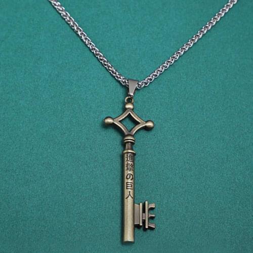 Action Attack On Titan Eren Yeager Necklace Toys Basement Secret Key Pendant Anime Eren Cosplay Necklace Toys For Children Gifts