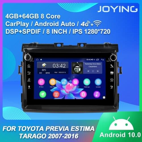 Android 10.0 head unit Octa Core 1 din car radio player GPS Navigation head unit for TOYOTA Previa, Estima, Tarago 2007-2016 BT