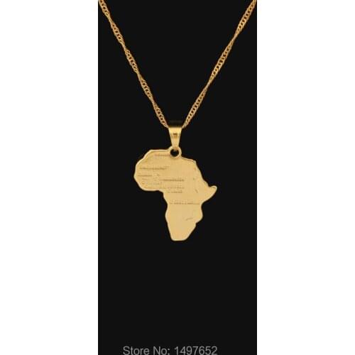 Hot sale Africa map pendant women girls men / Gold Color filled pendant necklace fashion with 45/55cm chain 3 Size pendant