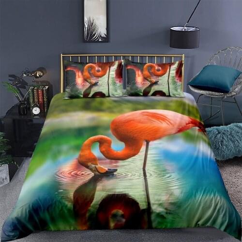 3D Bird Duvet Cover Sets Flamingo Bed Linen Pillow Covers Full Double Single Twin Queen King Size 140*210cm Animals Beddings