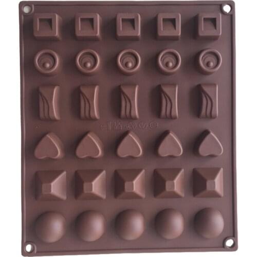 30 Holes Round Heart Chocolate Molds Geometric Candy Jelly mold 3d Cake Decorating Tools Tray Fondant Molds Cookies Baking Tools