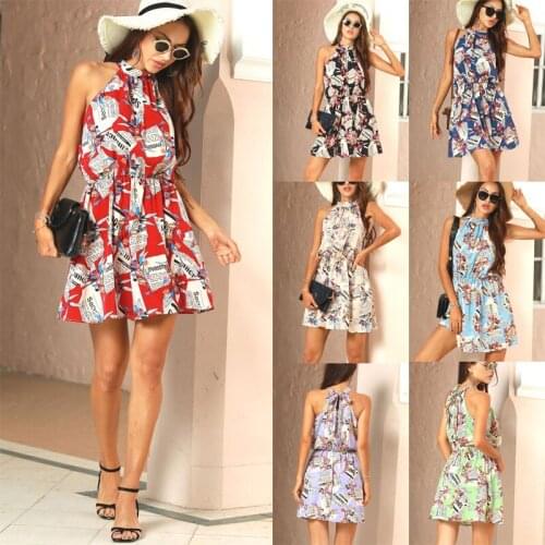 Summer Dress 2021 Elegant Sexy Fashion Flowers Boho Dress Mini Dress Vintage Sleeveless Beach Casual Party Vestidos Short Robe