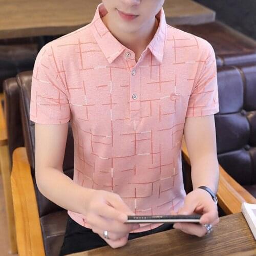 Summer mens short-sleeved t-shirt shirt collar T half-sleeved lapel polo shirt clothes male ice silk half-sleeved shirt