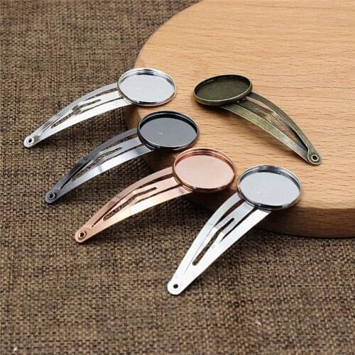 Fit 20mm Round Cabochons Metal Hairpins Blank Hair Snap Clips For DIY Hairpins Making accessories Gift 20pcs K03121