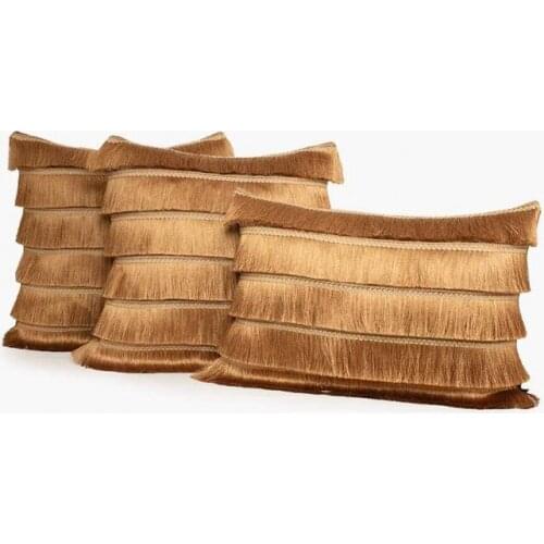 Gold Tasseled Throw Pillow Cover Set