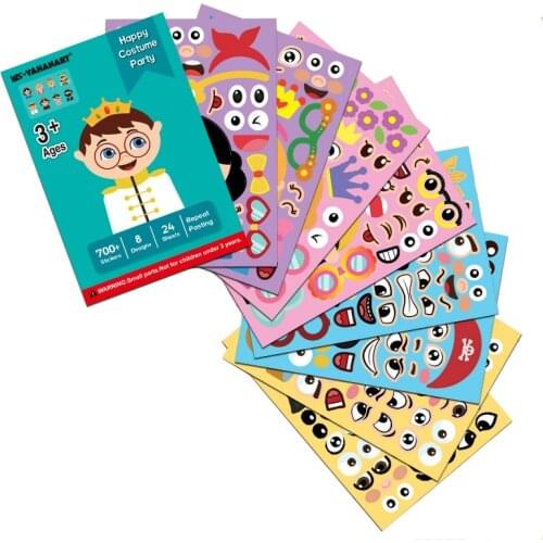 Diy Children Cartoon Fairy Tale Character Expression Sticker Cute Princess Pirate Kindergarten Education Fun Sticker Toy Gift