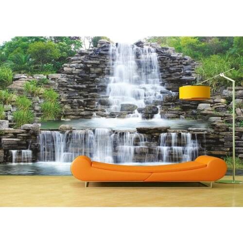 Custom Wallpaper Murals Cliff Waterfall Self Adhesive Vinyl Wall Sticker Wall Paper Art Wall Painting Living Room