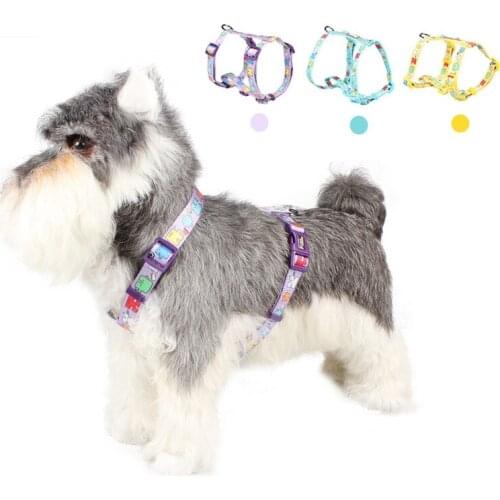 Nylon Dog Cat Harness Printed French Bulldog Harness Puppy Small Dogs Adjustable Vest for Chihuahua Yorkshire Walking Training