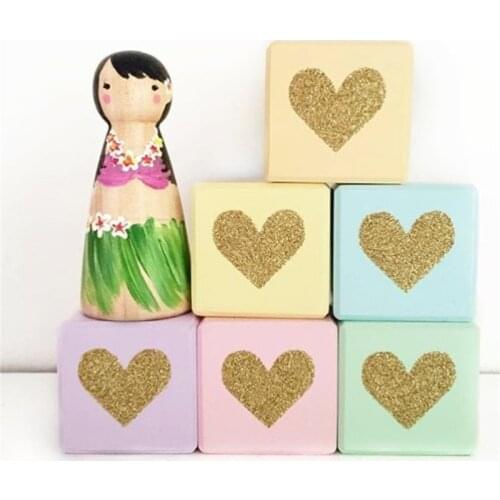 Nordic Style Rabbit Swan Heart Wooden Building Blocks Ornament For Kids Toys Baby Room Decoration Photo Props Handicraft Gifts