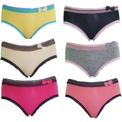 New everyday bamboo fiber bow Sexy cozy comfortable Lace Briefs thongs Underwear Lingerie for women 86669-1