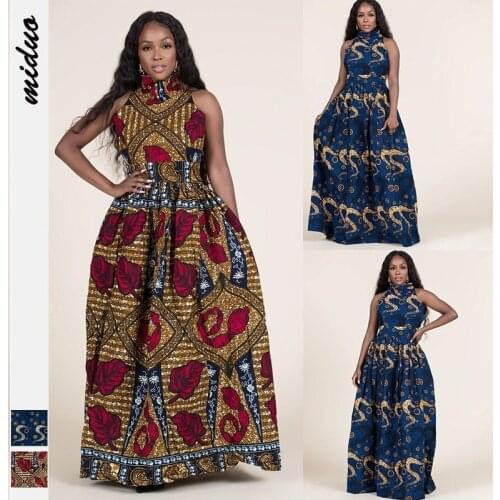News Sexy African Clothes Ladies American Sleevelesss Hanging Neck Slim African Clothes for Women American Clothing