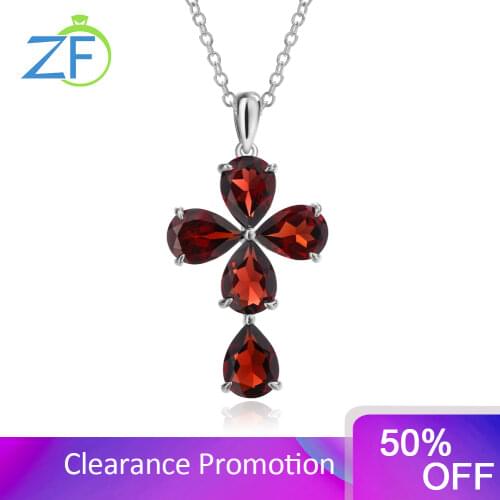 GZ ZONGFA Fashion natural Blue Topaz Gem handmade jewelry 925 Sterling Silver cross pendant necklace women