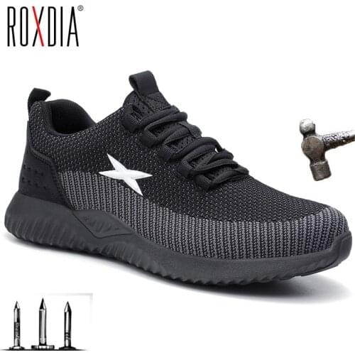Drop shipping men work shoes steel toe cap mesh breathable safety protect sneakers puncture proof plus size 36-48 RXM262