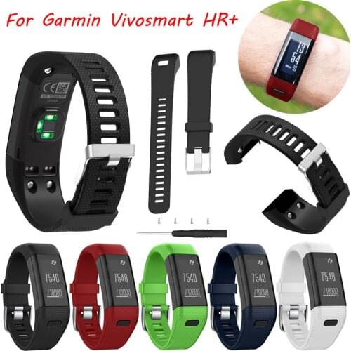 Silicone Wrist Strap For Garmin Vivosmart HR+ Smart Bracelet Replacement Watch Band With Holes Watchband Accessories 20Feb