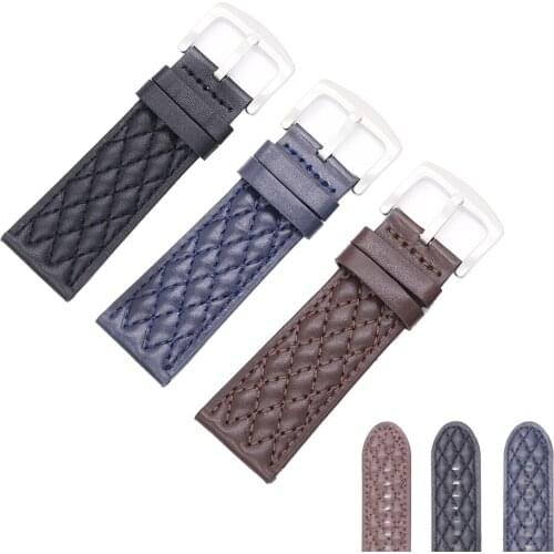 CARLYWET 26mm Black Brown Blue Genuine Leather Replacement Wrist Watchband Strap Belt Band Bracelets For Invicta Panerai