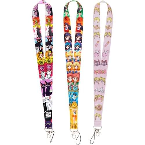 24pcs/lot MD1055 DMLSKY Anime Lanyard Neck Straps With Keys Mobile Phone Cute Print Lanyard Hang Ropes Gifts for Kids