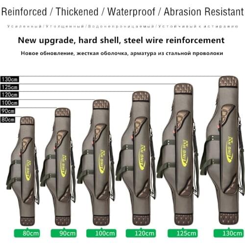 New Fishing backpack Waterproof Hard case Rod Pole Oxford bag 40cm 80cm 90cm 100cm 120cm 130cm 3 layers pouch Tackle storage Big
