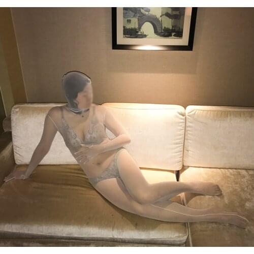 XYFWW Net yarn fabrics bodystockings with mask and gloves SW07A062