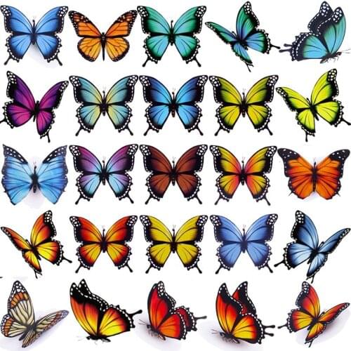 Cute Small Butterfly Iron on Patches Heat Transfer Vinyl Sticker Badges DIY Kids T-shirt Stripes Thermo Transfer Clothes Print