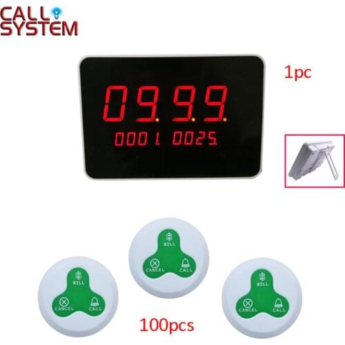 Restaurant Waiter Calling System Wireless Table Bell Pagers 1 Host Receiver 100 Transmitters 3-Key with Voice Broadcast