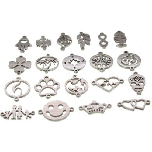 5pcs/lot Stainless Steel Charm Connectors for Diy Jewelry Making Bear Dog Pet Paw Charms Jewelry Findings Making Accessories