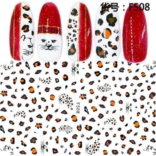 Leopard Print Nail Art Sticker 10PCS Classic Love Line Nail Art Applique Repair Decoration Color Accessories