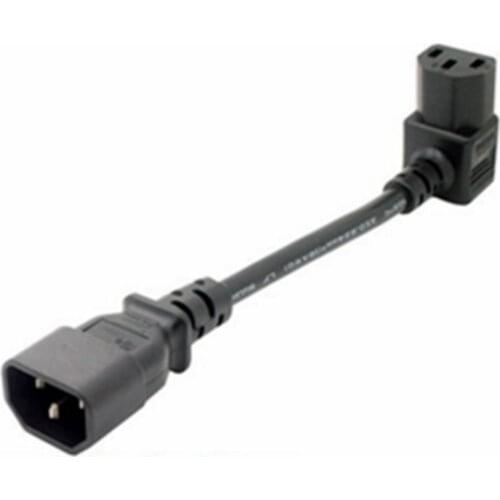 1 pc C14 Male to C13 Female PLug PDU/UPS Extension Power cable Connector Up 90 degrees right angle
