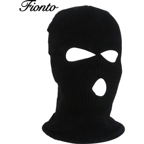 Full Face Cover Mask Three 3 Hole Balaclava Knit Hat Army Tactical CS Winter Ski Cycling Mask Beanie Hat Scarf Warm Face Masks