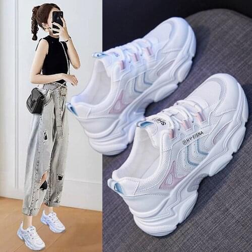 2021 New Arrival Women Sneakers Girl Fashion Spring Summer Comfortable Breathable Patchwork Casual Sport Shoes Trainers 3 Colors