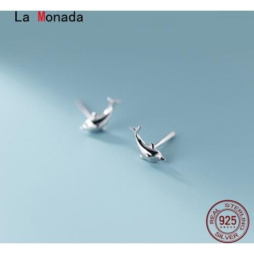 La Monada Women Silver Earrings 925 Stud Dolphin Small Earrings For Girls Stud Earrings Korean Beautiful Women Jewelry Female