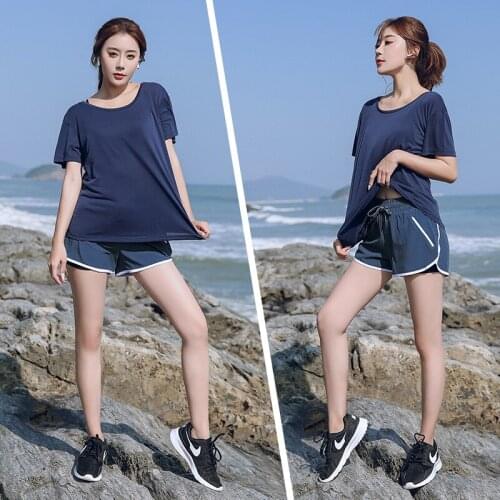 Plus size woen tracksuit sportswear summer quickly dry loose running jogging fitness gym leisure set sport suit sweatshirt+short