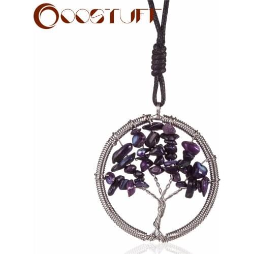 Tree of Life Pendant Women Jewelry Long Necklace Vintage Real Stones Choker Necklaces Statement collares colar collier Jewellery