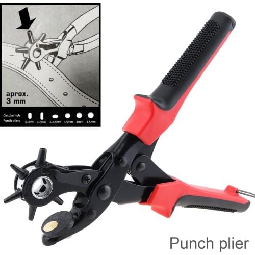 1 Oval and 2 Flat 3 Round Leather Belt Hole Puncher Tool Hole Punching Pliers with Hole Sewing Machine Bag Punching Rotation