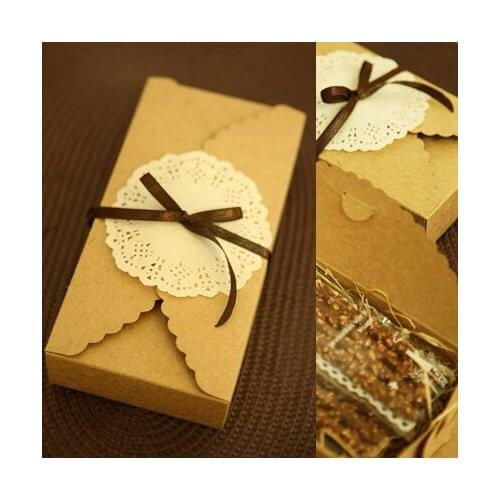 Hot Sale 17.8*9*3.5cm 10 Pcs Kraft Paper Box Cake Macaron Chocolate Candy Birthday Christmas Party Gifts Packing Package Boxes
