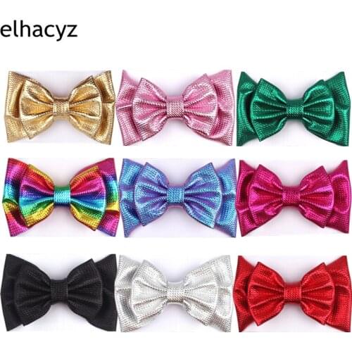 10pcs/lot Fashion Cute 5'' Glitter Metallic Bow Headband Bullet Fabric Hair Band Kids Hot Sale Shiny Bow Turban Hair Accessories