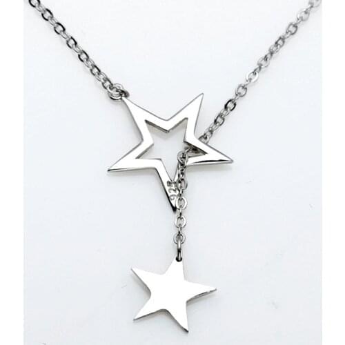 KALETINE Summer New Design Costume Jewelry Genuine 925 Sterling Silver Star Lariat Necklace Long Strip Pendant Necklace Women