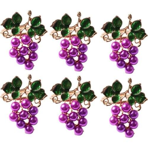 6PCS Western Food Fruit Napkin Buckle Grape Napkin Ring Napkin Holder Metal Mouth Cloth Ring Tableware