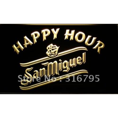 654 San Miguel Beer Happy Hour Bar LED Neon Light Signs with On/Off Switch 20+ Colors 5 Sizes to choose