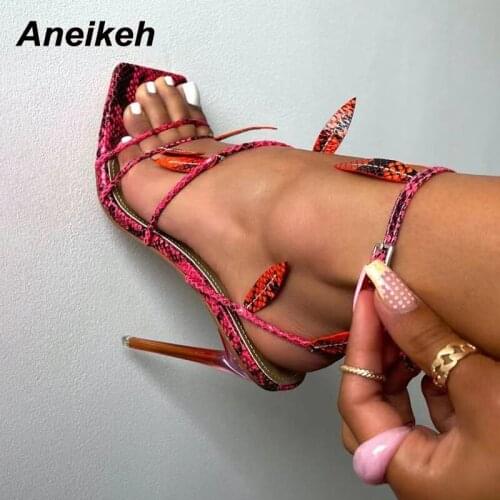 Aneikeh Sexy Sandals 2021 New Style Womens Sandals Summer Casual Thin High Heel Fashion Trend Tassel Open Toe Square Head Party