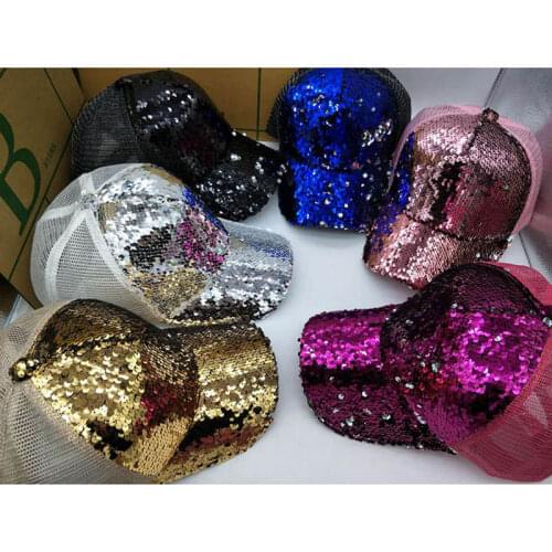 NEW Sequins Paillette Bling Shinning Mesh Baseball Cap Striking Pretty Adjustable Women Girls Hats For Party Club Gathering