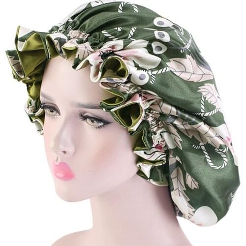 Large Print Double-sided Satin Bonnet Silky Soft Nightcap