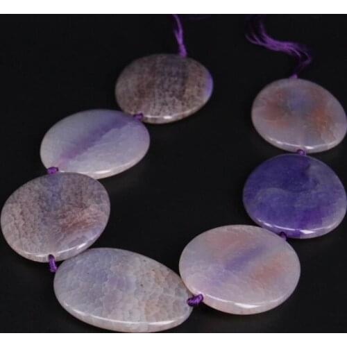 15.5"/strand Light Purple Large Natural Agates Oval Slab Slice Nugget Pendant Beads,Raw Stone Necklace Jewelry Making Supplier