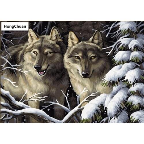 Fast delivery 5D diamond painting couple wolf DIY mural square rhinestone mosaic round embroidery home decoration gift