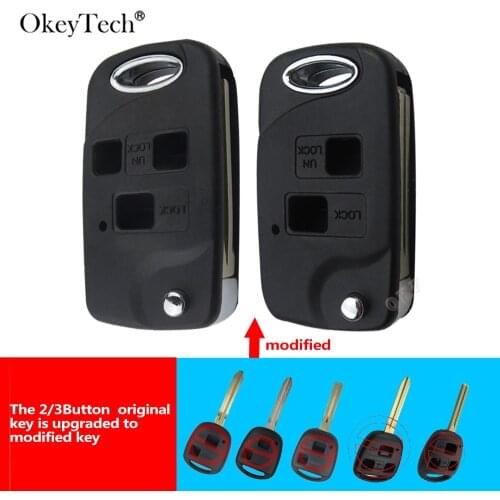 Okeytech Remote Folding Flip Car Key Shell Case For Toyota Yaris Carina Corolla Avensis Avalon Echo Cover Toy43 Toy47 Toy48