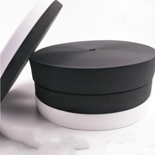 Hot sale 2.5CM 1" ( 8meters/lot ) Middle Thick Elastic Webbing Pants Waist Elastic Band Black White Elastic Sewing Accessories