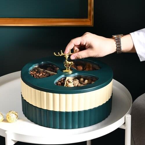 Double layer fashion rotatable Nordic style dry fruit box candy box nut box food box fruit tray living room box